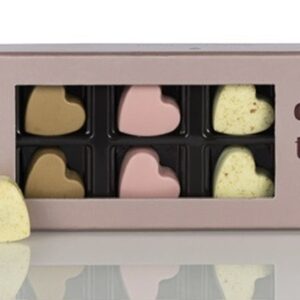 Fyldte Hjerte chokolader 8 stk i lyserød æske